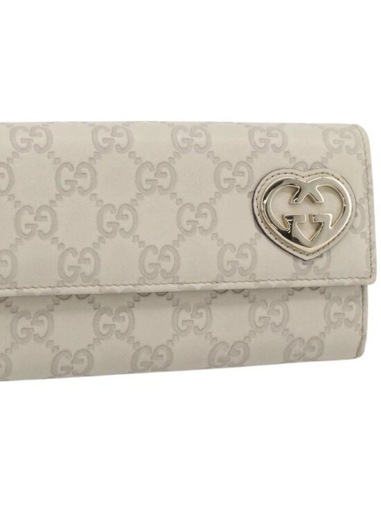 Gucci Handbags - GUCCI GG Canvas Guccissima Lovely Heart Wallet Leather Ivory 251861 Auth 182242V